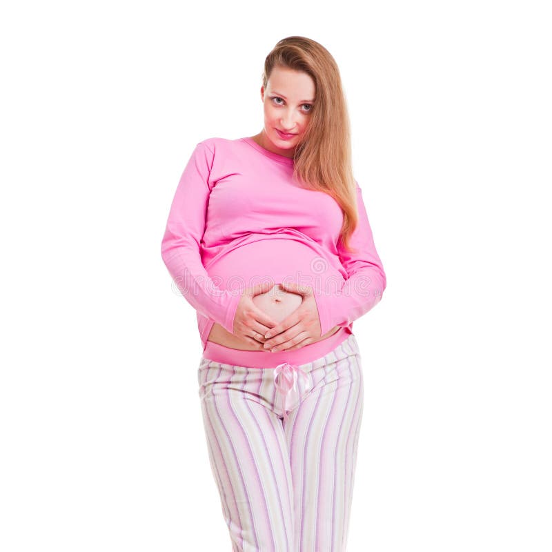 Embarazada Hermosa En Pijamas Rosados Foto de - Imagen de bebé, nacimiento: 10496308