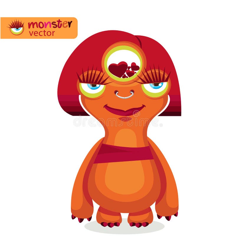 Mujer en amor Monstruo femenino lindo de la historieta con el corazón Muchacha linda del monstruo ilustración del vector Mujer en amor Monstruo femenino lindo de la historieta con el corazón Muchacha linda del monstruo ilustración del vector
