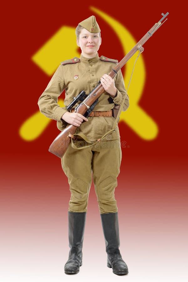 Mujer En El Uniforme Militar Del Patrioti, URSS La Florida Foto de archivo - Imagen de arma, 65629716