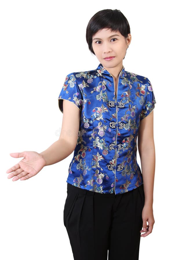 Mujer en ropa china foto de archivo. Imagen de felicidad 128299734
