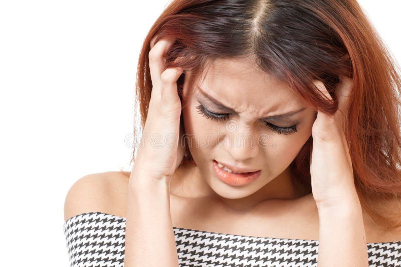 Mujer enferma, subrayada con el dolor de cabeza, jaqueca, tensión, insomnio, resaca i fotografía de archivo libre de regalías Mujer enferma, subrayada con el dolor de cabeza, jaqueca, tensión, insomnio, resaca i fotografía de archivo libre de regalías