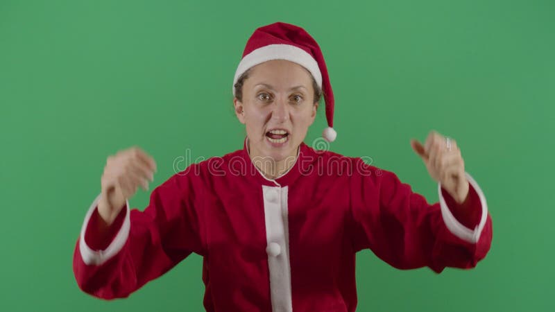 Mujer enojada santa claus insultando metrajes