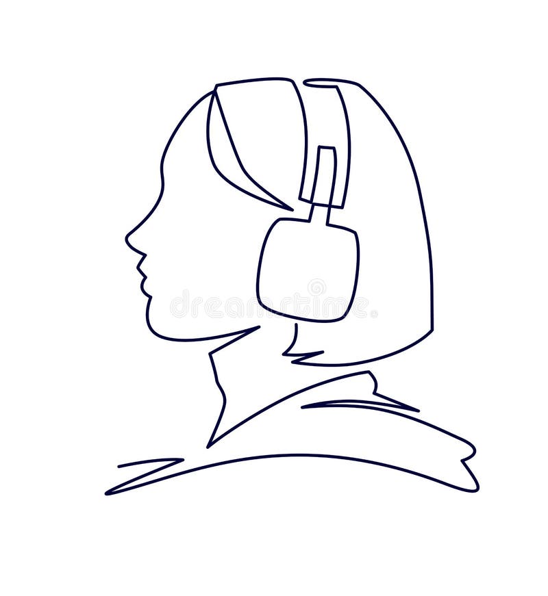 Mujer Escuchando Música En Auriculares Dibujo Continuo De Un Vector De  Línea Ilustración del Vector - Ilustración de muchacha, pista: 169168303