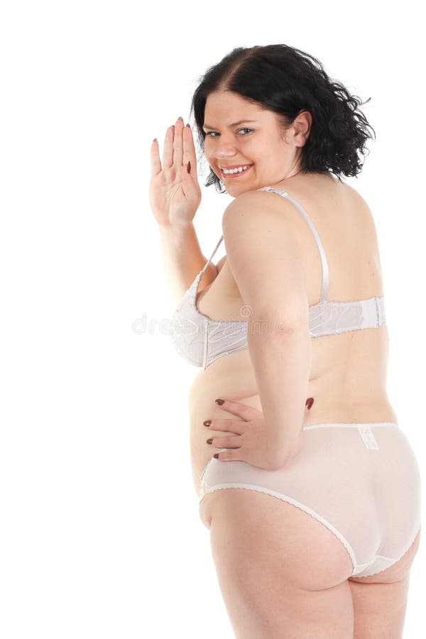 Mujer Gorda En Ropa Interior Imagen de archivo - Imagen de sonrisa, obesidad: