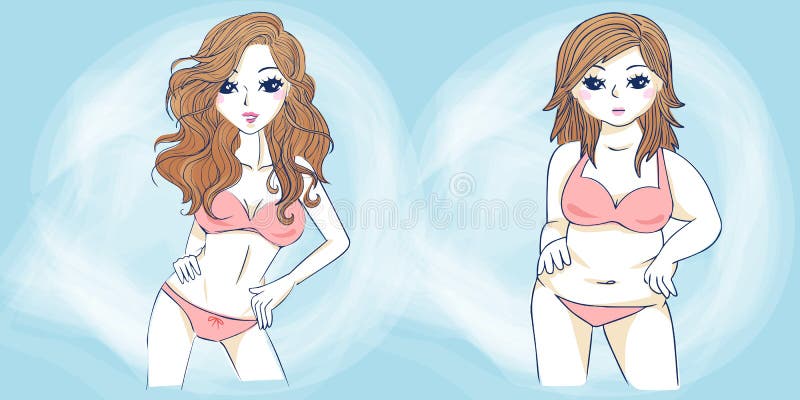 Mujer gorda y mujer delgada libre illustration Mujer gorda y mujer delgada libre illustration