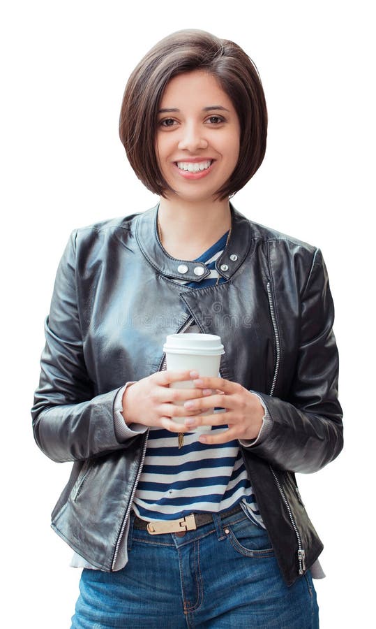 mujer hispánica latina joven miling de la muchacha con la sacudida oscura corta del pelo negro que sostiene la taza de té del caf imagen de archivo mujer hispánica latina joven miling de la muchacha con la sacudida oscura corta del pelo negro que sostiene la taza de té del caf imagen de archivo