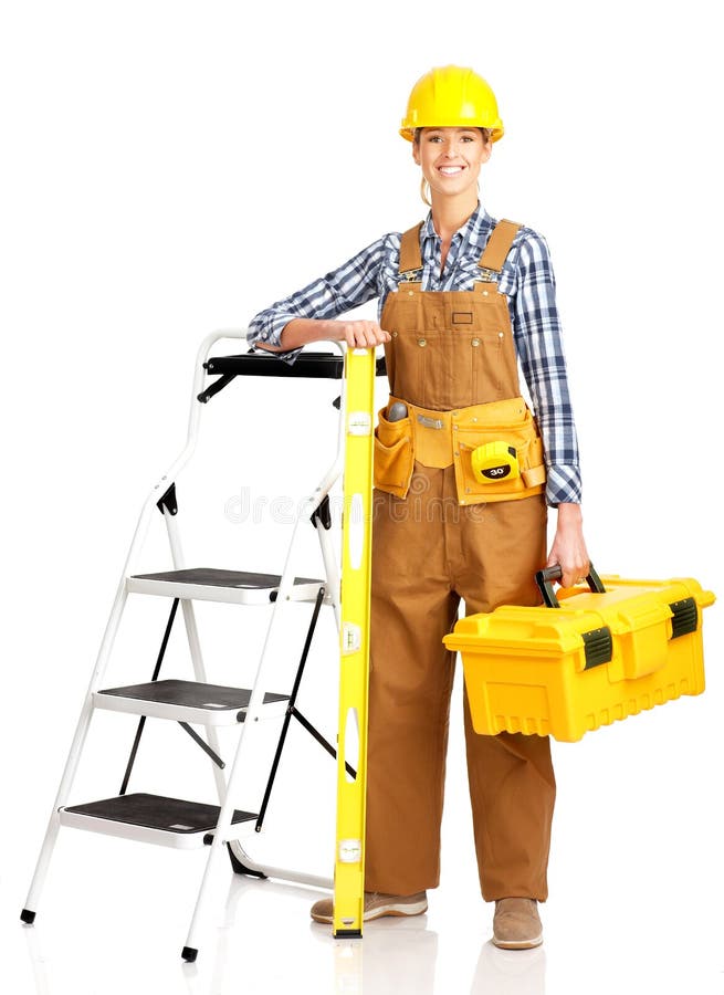 Mujer joven del constructor fotografía de archivo libre de regalías Mujer joven del constructor fotografía de archivo libre de regalías