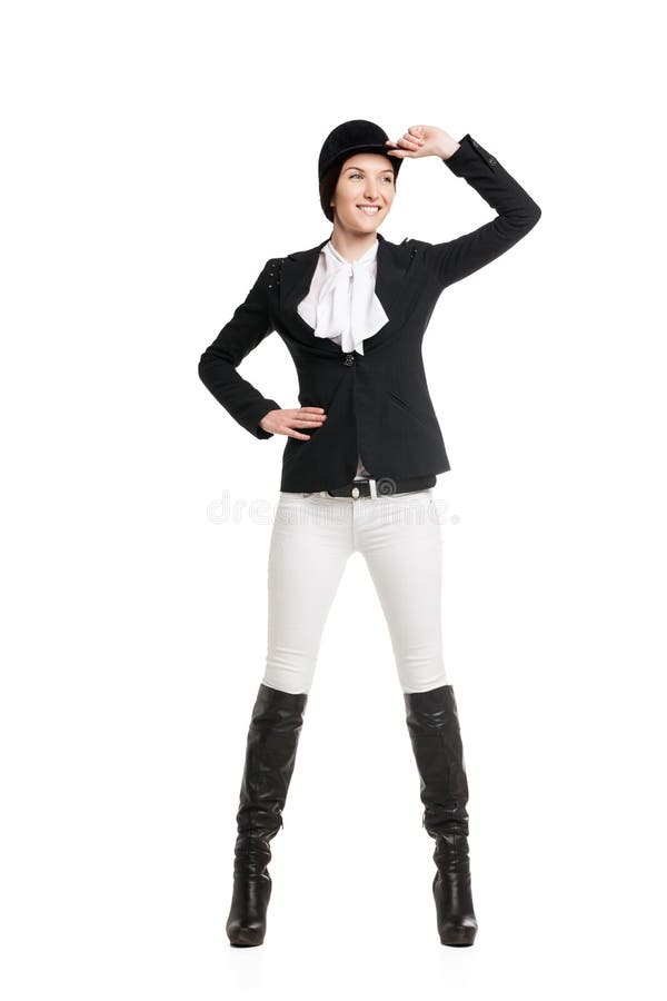 Mujer Joven Ropa Del Montar a Caballo Imagen archivo - de fondo, actitud: 63978371