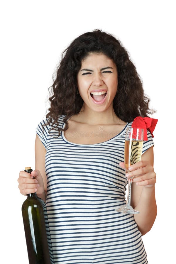 Mujer joven hermosa con el vino foto de archivo Mujer joven hermosa con el vino foto de archivo