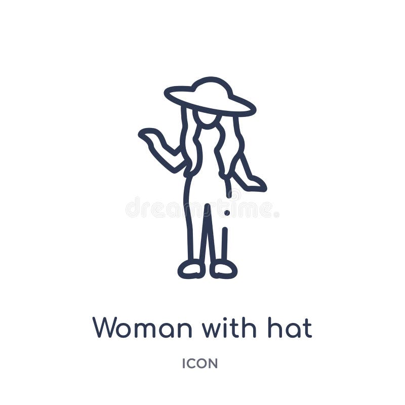 Mujer linear con el icono del sombrero de la colección del esquema de las señoras Línea fina mujer con el icono del sombrero aisl libre illustration Mujer linear con el icono del sombrero de la colección del esquema de las señoras Línea fina mujer con el icono del sombrero aisl libre illustration