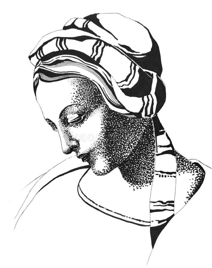 Sorrowful medieval woman with a thoughtful look. Sorrowful medieval woman with a thoughtful look.