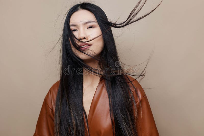 Mujer moda pelo asiático retrato belleza imagen de archivo libre de regalías