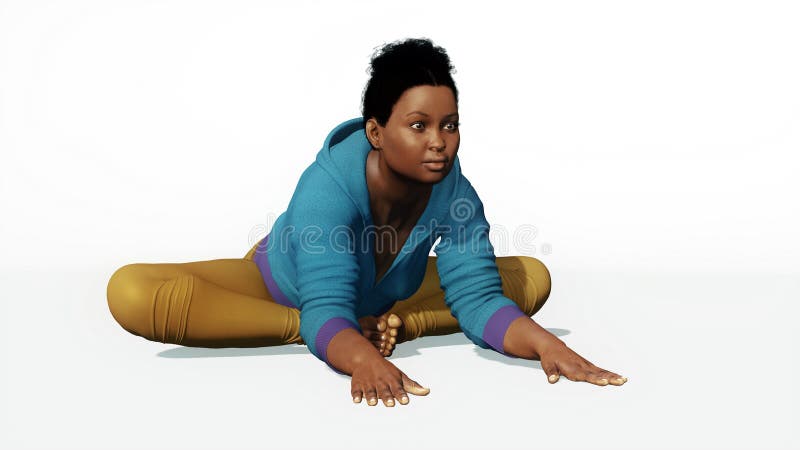 Mujer negra del tamaño extra grande que estira actitud de la yoga ilustración del vector Mujer negra del tamaño extra grande que estira actitud de la yoga ilustración del vector