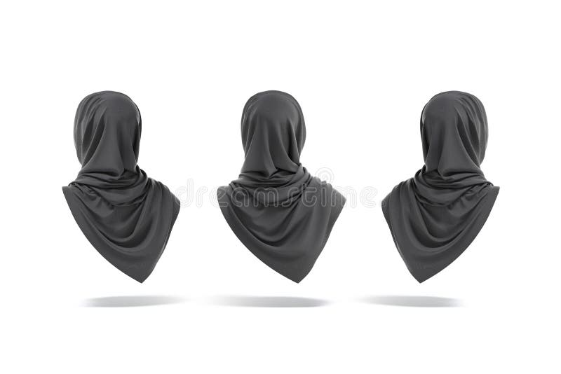 Mujer negra en blanco musulmana hijab contraposición y vista lateral imágenes de archivo libres de regalías