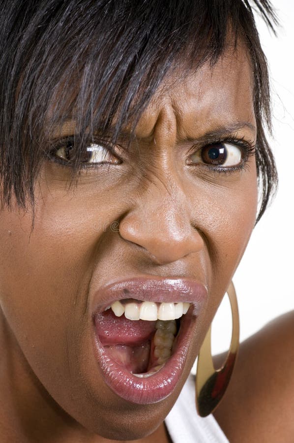 Mujer negra enojada imagen de archivo
