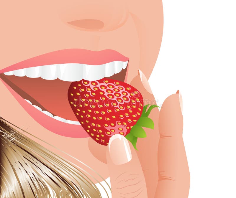 Mujer que come la fresa libre illustration Mujer que come la fresa libre illustration