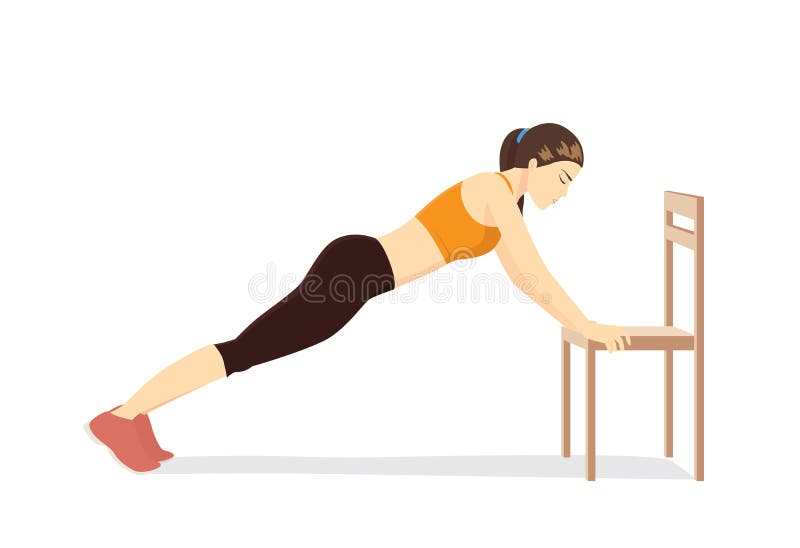 Mujer que hace la oficina que estira ejercicios con las sillas de la oficina libre illustration Mujer que hace la oficina que estira ejercicios con las sillas de la oficina libre illustration