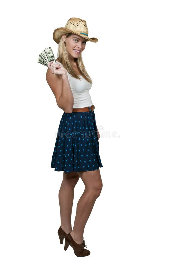 Mujer que lleva a cabo 100 cuentas de dólar imagen de archivo Mujer que lleva a cabo 100 cuentas de dólar imagen de archivo