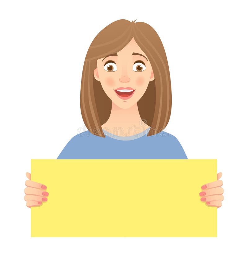 Mujer que lleva a cabo la muestra stock de ilustración Mujer que lleva a cabo la muestra stock de ilustración