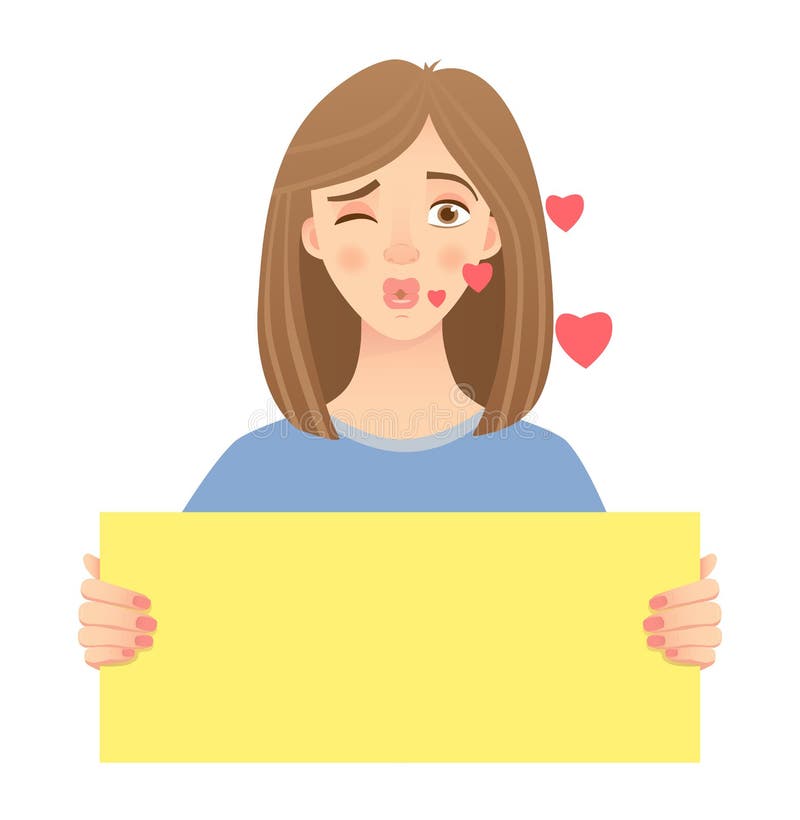 Mujer que lleva a cabo la muestra stock de ilustración Mujer que lleva a cabo la muestra stock de ilustración
