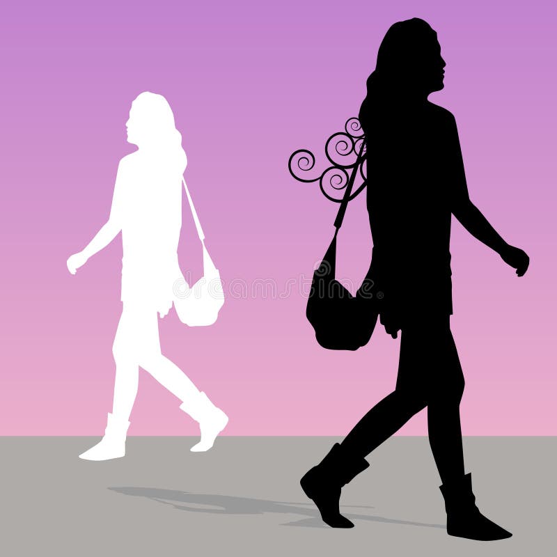 Mujer que recorre con el monedero libre illustration Mujer que recorre con el monedero libre illustration
