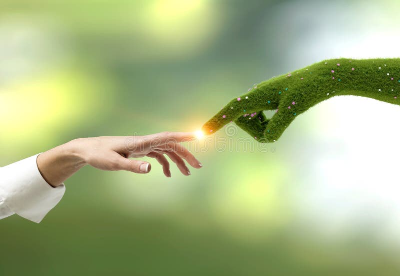 Mujer que toca la mano de hierba, verde imágenes de archivo libres de regalías Mujer que toca la mano de hierba, verde imágenes de archivo libres de regalías