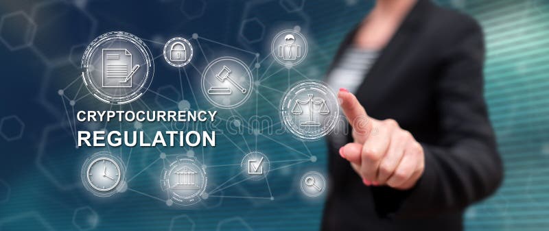 Mujer que toca un concepto de regla del cryptocurrency fotografía de archivo libre de regalías Mujer que toca un concepto de regla del cryptocurrency fotografía de archivo libre de regalías