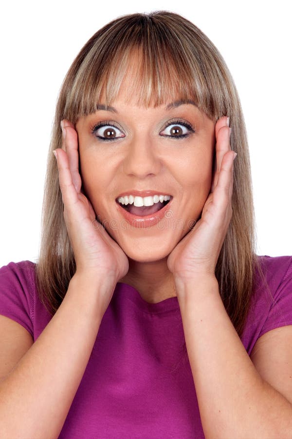 Mujer rubia sorprendida imágenes de archivo libres de regalías Mujer rubia sorprendida imágenes de archivo libres de regalías