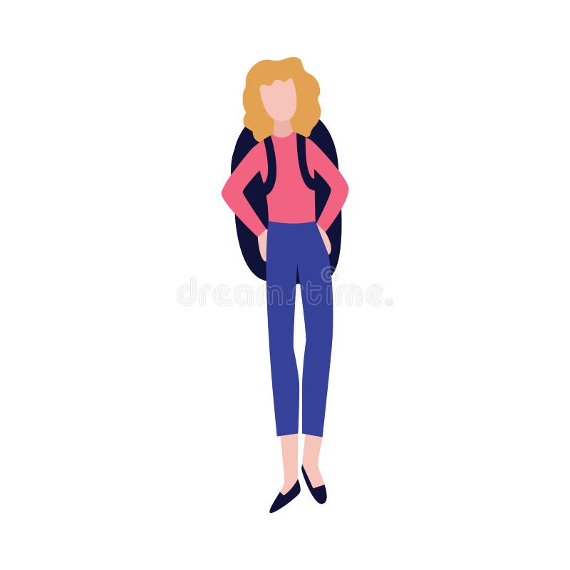 Mujer turística con la mochila que viaja libre illustration Mujer turística con la mochila que viaja libre illustration