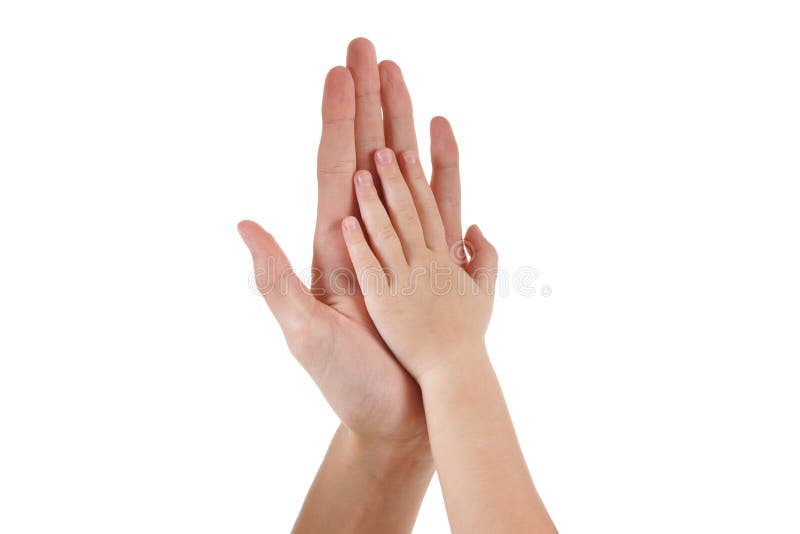 Mujer y bebé que juegan con la mano junto aislada en blanco, amor y la familia fotografía de archivo libre de regalías Mujer y bebé que juegan con la mano junto aislada en blanco, amor y la familia fotografía de archivo libre de regalías
