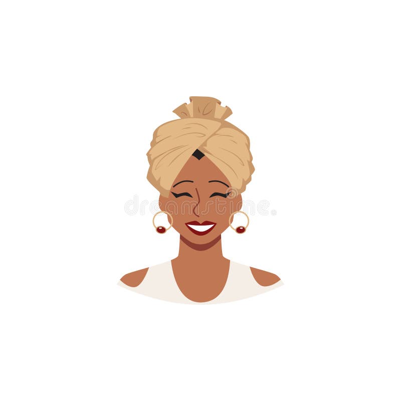 Mujer árabe africana o asiática en el retrato de moda tradicional turbana de vectores de tocador de avatar de origen musulmán orie libre illustration