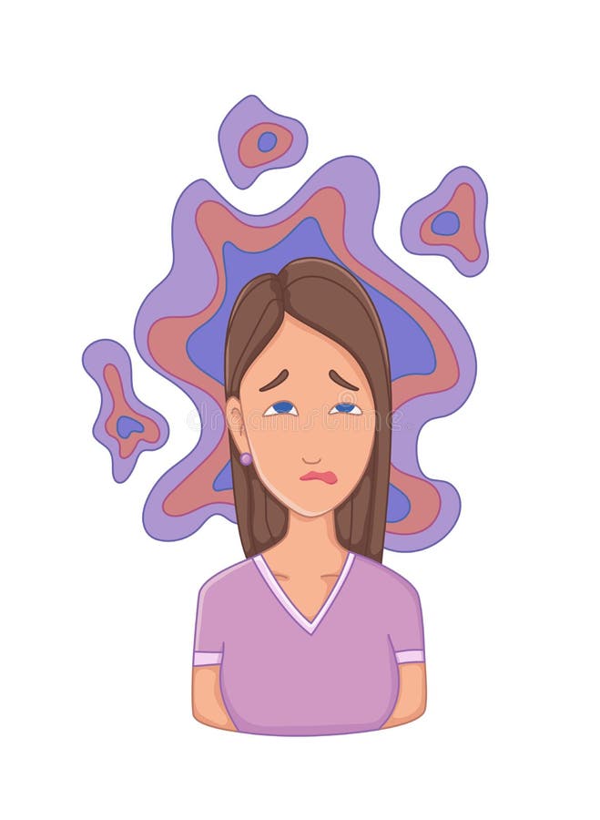 Mujeres Con Insomnio De Síntomas De Estrés. Estrés Por Problemas De Salud  Emocional O Mental. Concepto De Personaje De Dibujos Ani Ilustración del  Vector - Ilustración de mente, enfermedad: 228185439