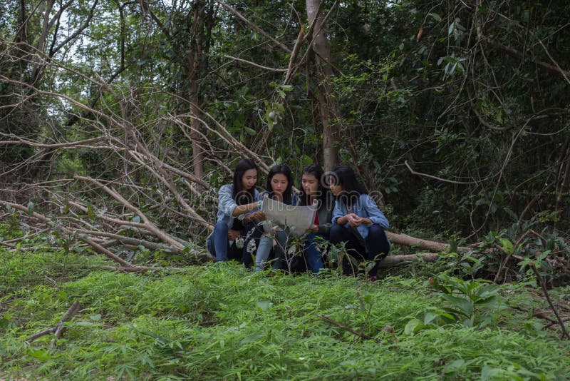 Mujeres del grupo de mujeres jovenes bondadosas en naturaleza fotos de archivo libres de regalías Mujeres del grupo de mujeres jovenes bondadosas en naturaleza fotos de archivo libres de regalías