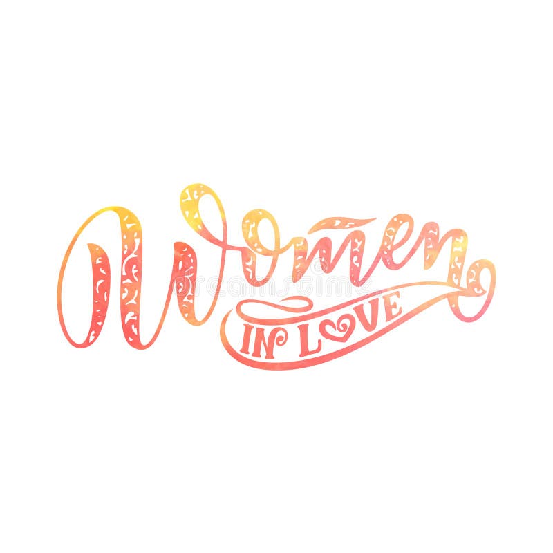 Mujeres en amor Cartel del arte del diseño de la tipografía con las letras ilustración del vector Mujeres en amor Cartel del arte del diseño de la tipografía con las letras ilustración del vector