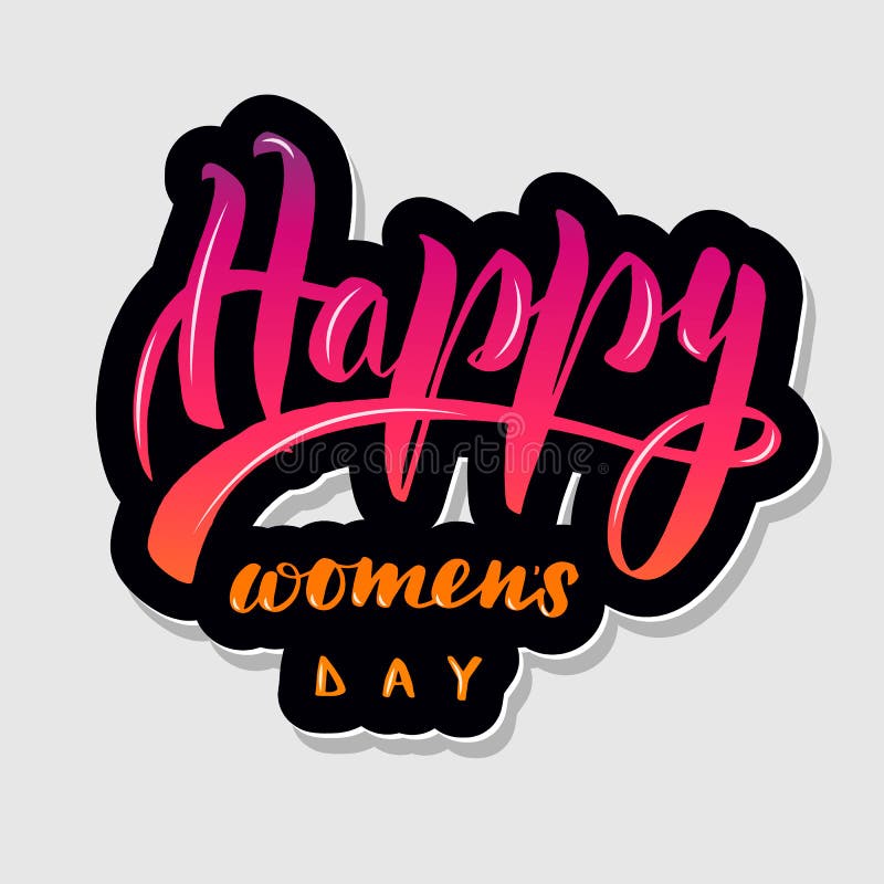 Mujeres felices manuscritas de la tipografía que ponen letras ilustración del vector Mujeres felices manuscritas de la tipografía que ponen letras ilustración del vector