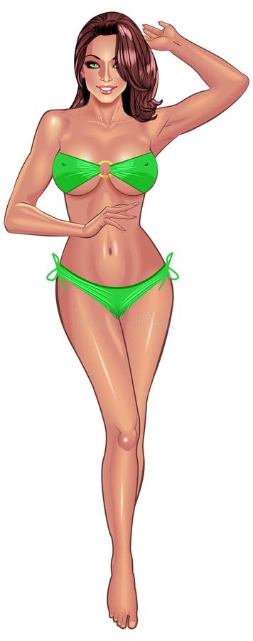 Mujeres Jovenes Hermosas En Bikini Verde Stock de ilustración Ilustración de extracto, perfecto: