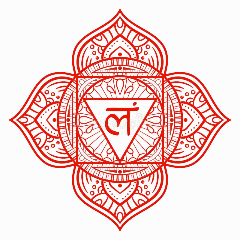 Muladhara, root chakra symbol. Colorful mandala. Vector illustration