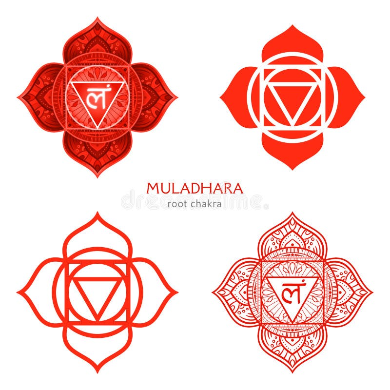 Muladhara, root chakra symbol. Colorful mandala. Vector illustration