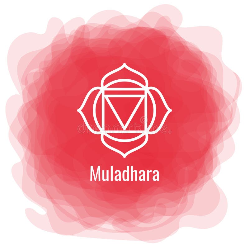 Muladhara symbol Första rotar chakra Röd rökig cirkel för vektor Linje symbol Sacral tecken meditation royaltyfri illustrationer Muladhara symbol Första rotar chakra Röd rökig cirkel för vektor Linje symbol Sacral tecken meditation royaltyfri illustrationer