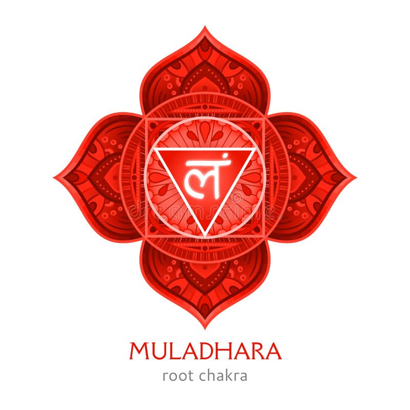 Muladhara, símbolo chakra raiz Mandala colorida Ilustração vetorial