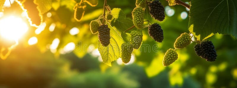 Mulberry Grows on a Tree in the Harvest Garden. Generative Ai, Stock ...