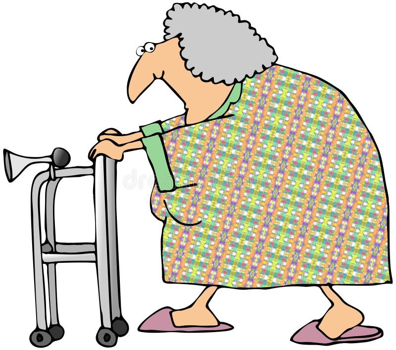 Mulher adulta com um caminhante ilustração stock Mulher adulta com um caminhante ilustração stock