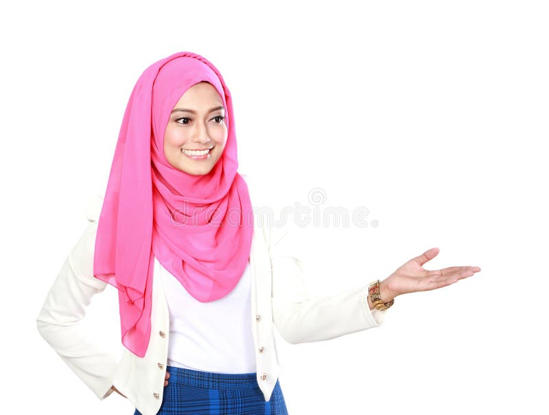 Mulher asiática com lenço a apresentar fotografia de stock