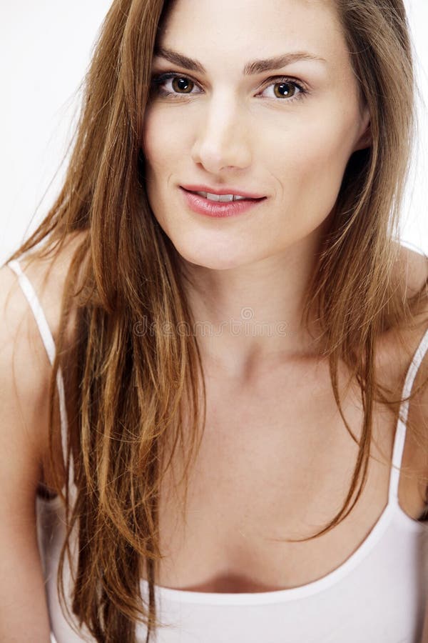 Mulher bonita com cabelo comprido e saudável fotografia de stock royalty free
