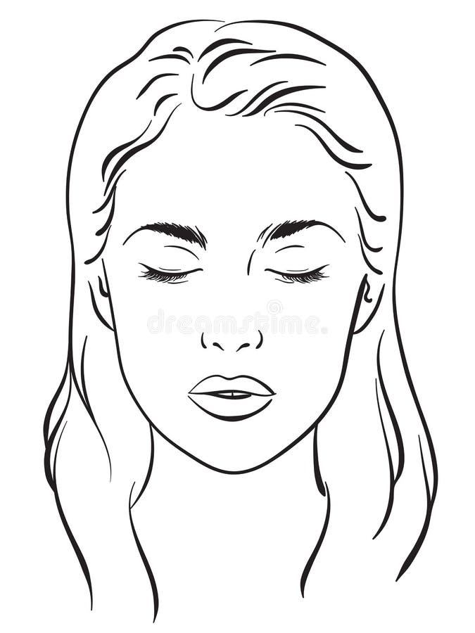 Mulher bonita com olhos fechados Maquilhador Blank Template Vetora da carta da cara ilustração stock