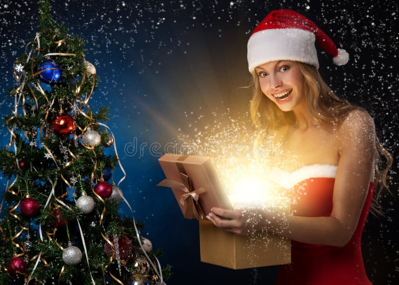 Mulher de Natal bonita imagens de stock royalty free