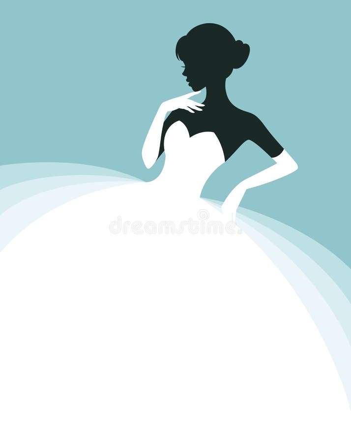 Mulher bonita em um vestido de casamento, em um convite ou em um molde do inseto para a mostra da noiva ilustração stock Mulher bonita em um vestido de casamento, em um convite ou em um molde do inseto para a mostra da noiva ilustração stock