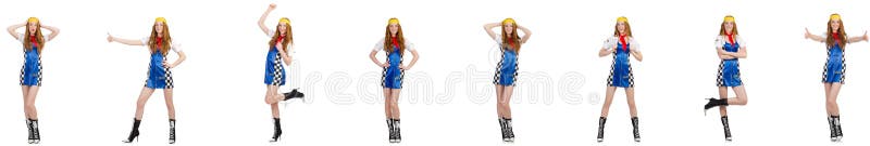 A mulher bonita no vestido quadriculado imagem de stock A mulher bonita no vestido quadriculado imagem de stock