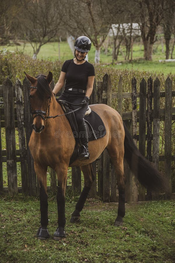 Mulher Cavaleira Cavalgando a Cavalo Marrom E Pulando a Cerca Na Arena De  Sandy Parkour Aperfeiçoamento Profissional Competitivo Imagem de Stock -  Imagem de fêmea, marrom: 165294797