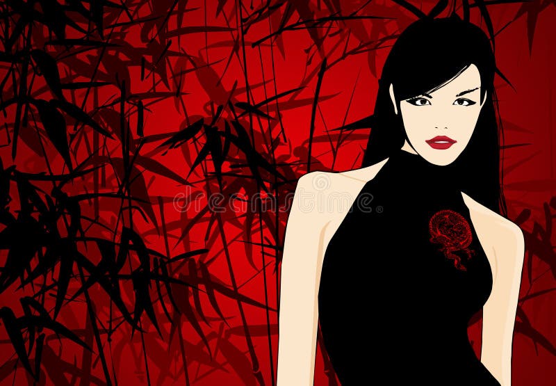 Mulher chinesa agradável: vetor ilustração stock Mulher chinesa agradável: vetor ilustração stock